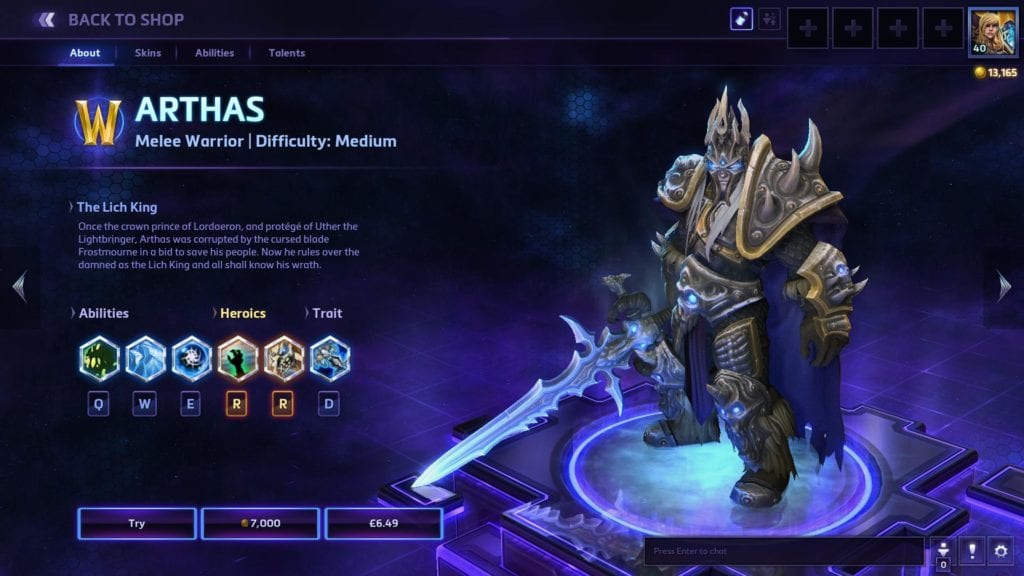 Heroes of the Storm character select screen