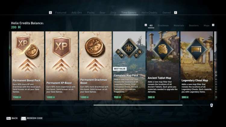 Assassin's Creed Odyssey Microtransactions Time Savers Exp Drachmae Maps