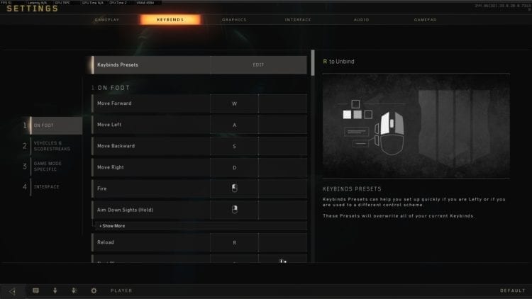 Call Of Duty Black Ops 4 Pc Benchmark And Technical Review Options Controls Keybind