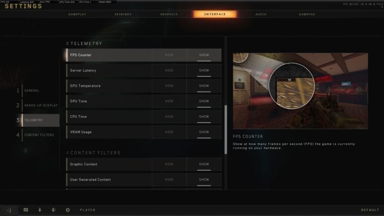 Call Of Duty Black Ops 4 Pc Benchmark And Technical Review Options Interface Telemetry