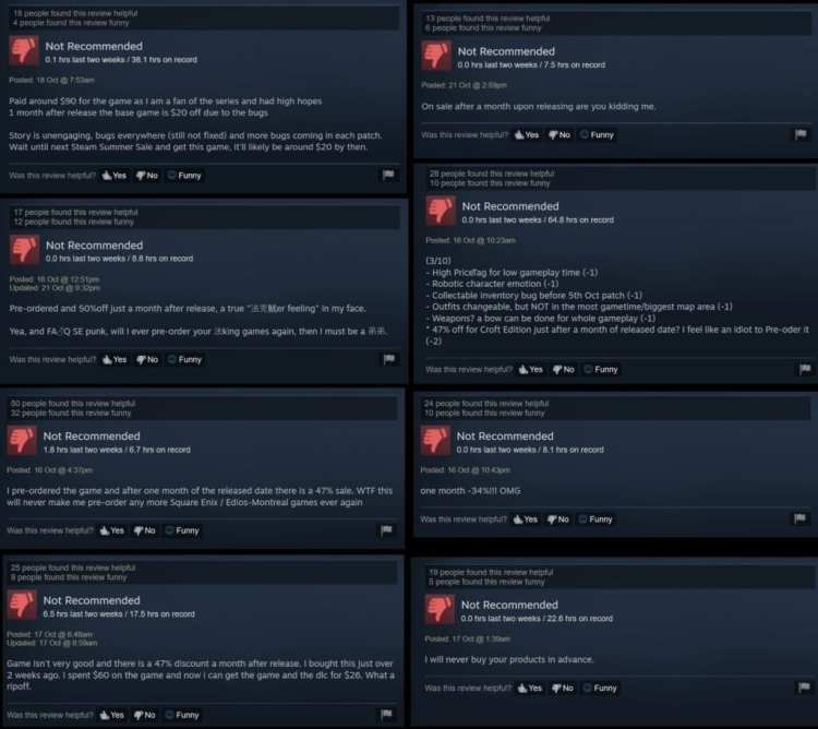 Shadow Of The Tomb Raider Lara Croft Steam Review Bombing Samples