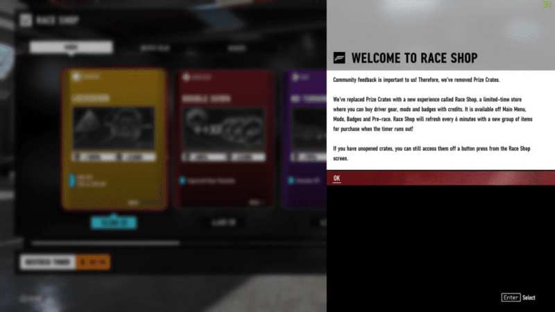 Forza Motorsport 7 Race Shop