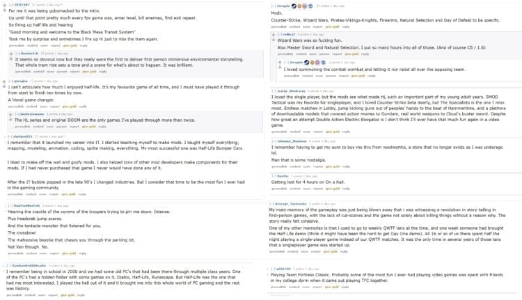 Half Life 20th Anniversary Reddit Comments Modding