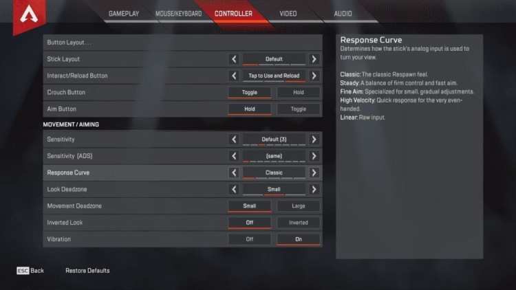 Technical Review Apex Legends Gamepad Settings 2