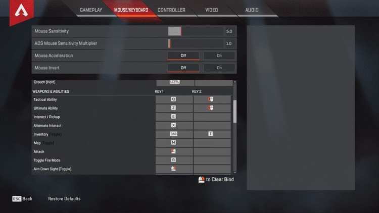 Technical Review Apex Legends Mouse Keyboard Settings
