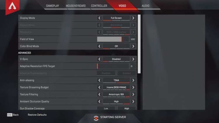 Technical Review Apex Legends Video Graphics Settings 1