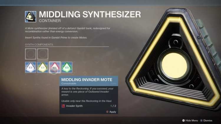 Destiny 2 Joker's Wild Reckoning Guide Synthesizer