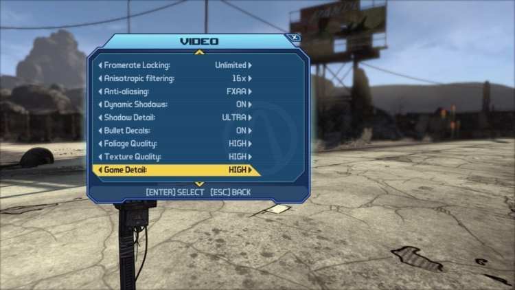 Borderlands Game Of The Year Enhanced Pc Tech Review Graphics Settings 2