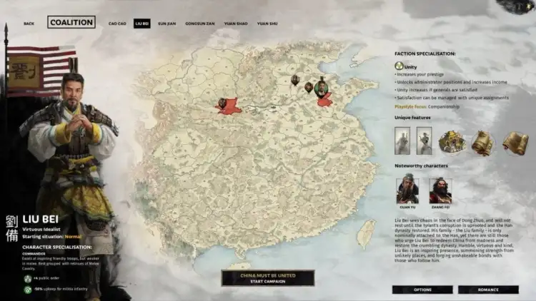 Total War Three Kingdoms Liu Bei Guide Leader Selection
