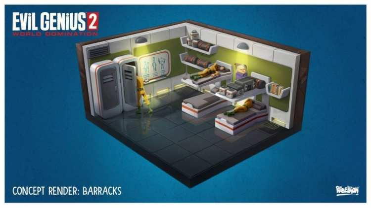 Evil Genius 2 Room Barracks Concept