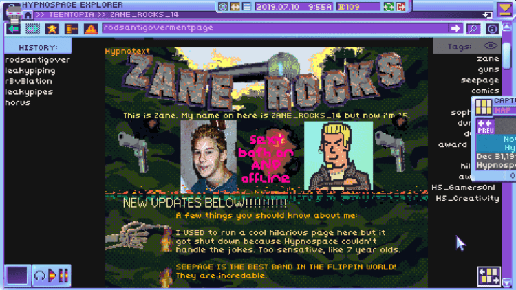 Hypnospace Outlaw Zane Rocks 1