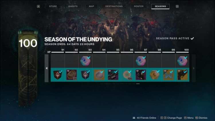 Destiny 2 Shadowkeep Season Rank 100 Level Up Rewards Season Rank Panel