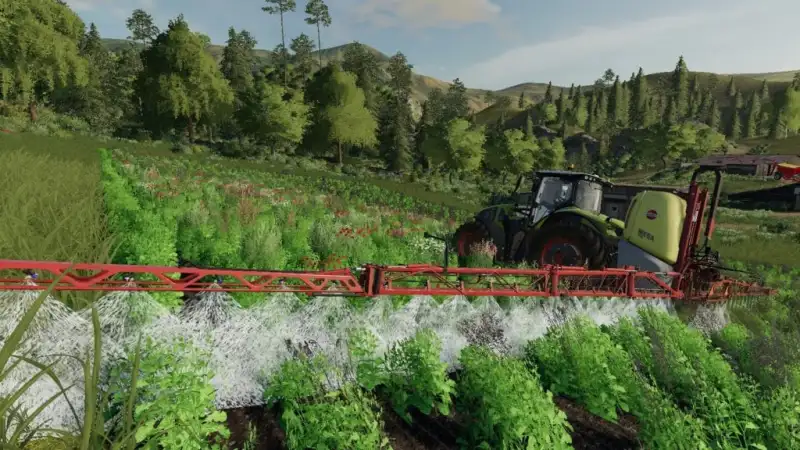 Tractor Spraying Weeds
