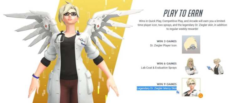 Overwatch Mercys Recall Challenge Dr Mercy Dr Ziegler Legendary Skin Icon Sprays