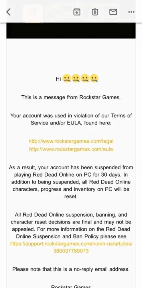 Red Dead Online mod account suspended