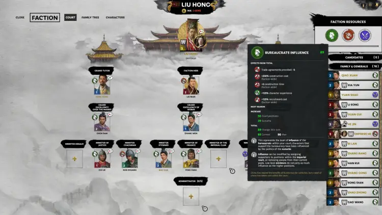 Liu Hong guide - Total War Three Kingdoms Mandate of Heaven - court 1