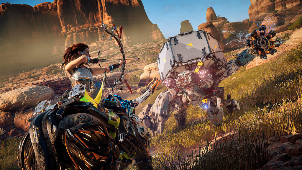 Horizon: Zero Dawn gameplay footage shoots down a robot dinosaur