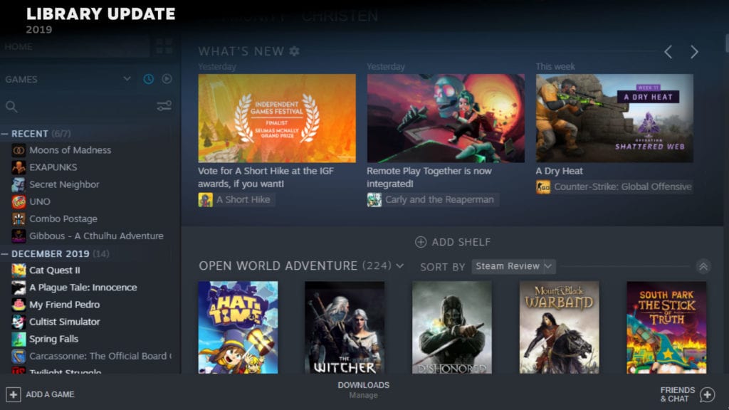 2019 Valve Steam Review Library Update