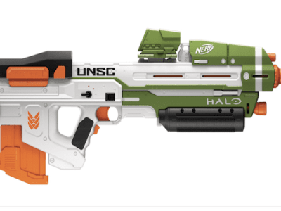 Nerf Halo Infinite Blaster guns, like Needler MA40 SPNKR UNSC