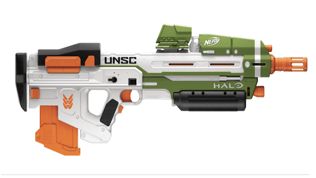 Nerf Halo Infinite Blaster guns, like Needler MA40 SPNKR UNSC