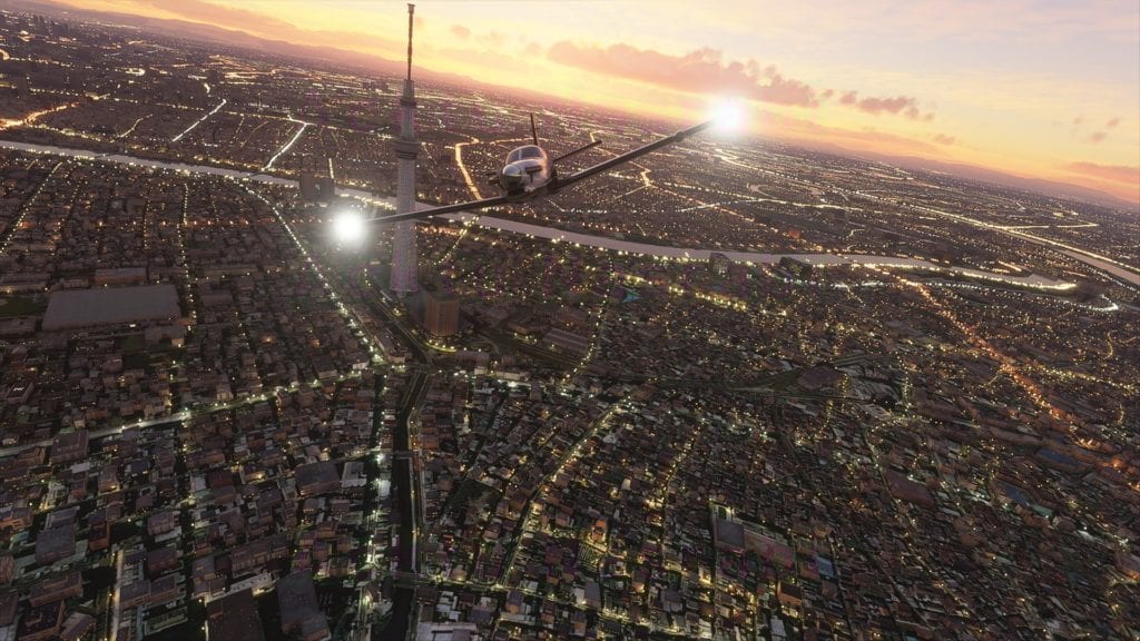 Microsoft Flight Simulator 2020 City Sunset