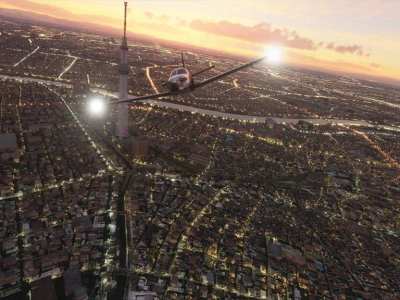 Microsoft Flight Simulator 2020 City Sunset