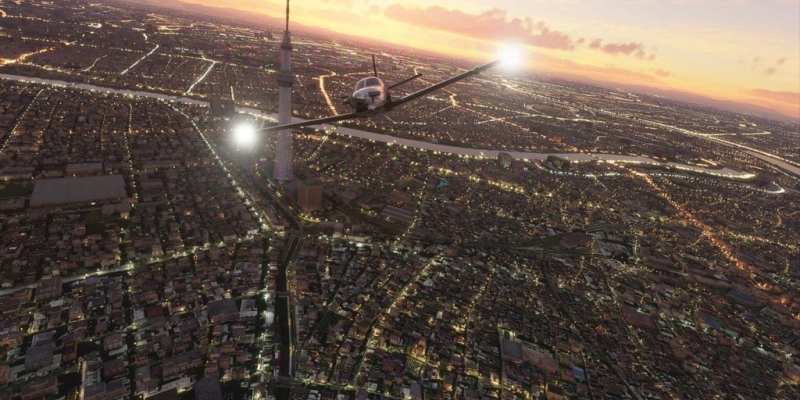 Microsoft Flight Simulator 2020 City Sunset