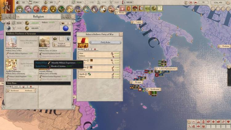 Imperator Rome Magna Graecia Dlc Archimedes Update Religion Guide Holy Sites, Pantheons Start