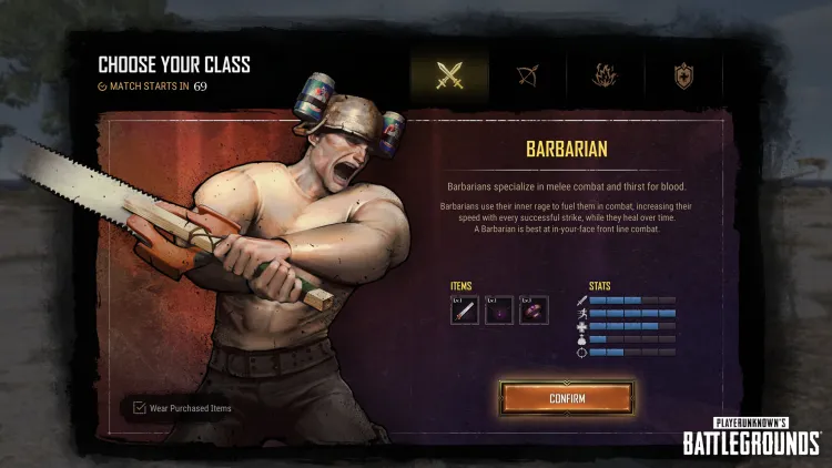 Pubg April Fools Day Fantasy Battle Royale Barbarian Class Select