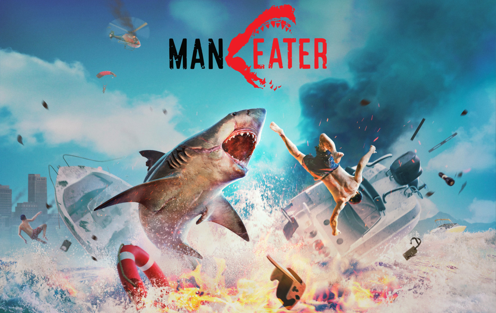 Maneater Tripwire Interactive Shark Key Art