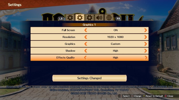 Fairy Tail Updated Settings