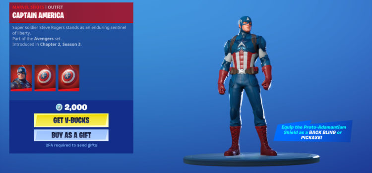 Fortnite Captain America Store Marvel