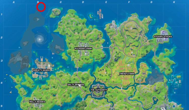 Fortnite Coral Buddies spaceship challenge Location Map