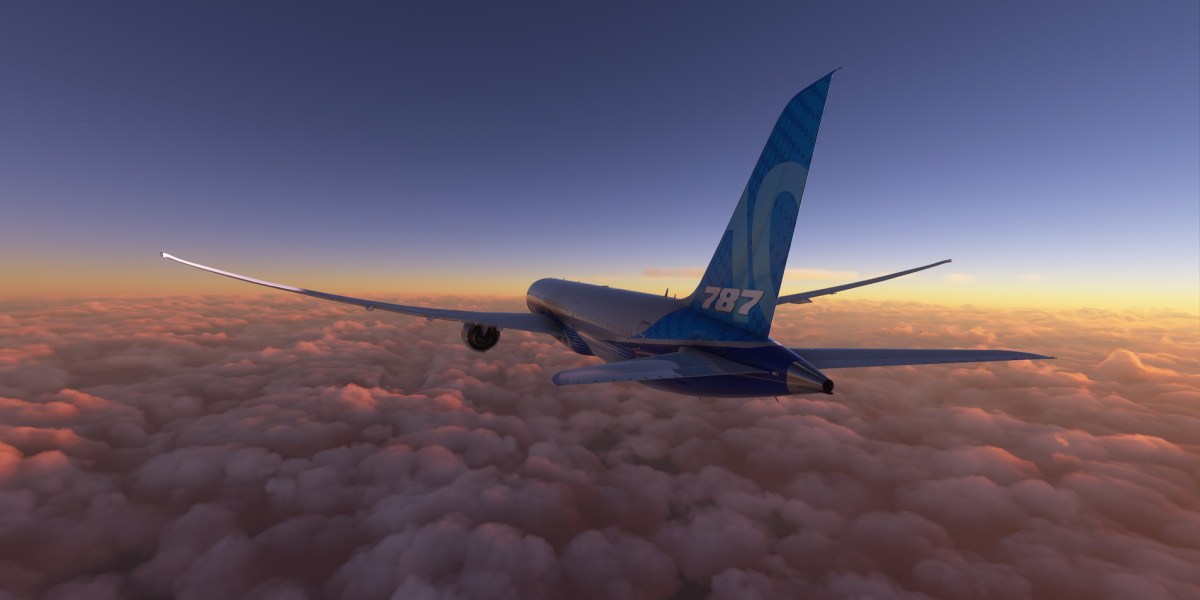 Microsoft Flight Simulator Boeing 787 Sunset Over The Clouds