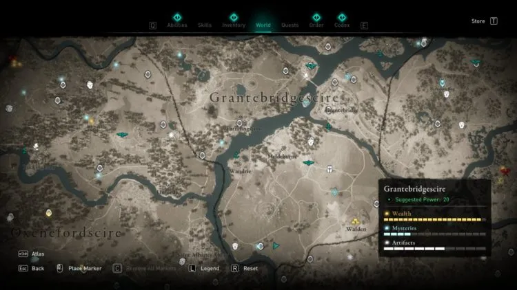 Assassin's Creed Valhalla Полная карта мира Руководство по сундукам с сокровищами 1b Грантебридж