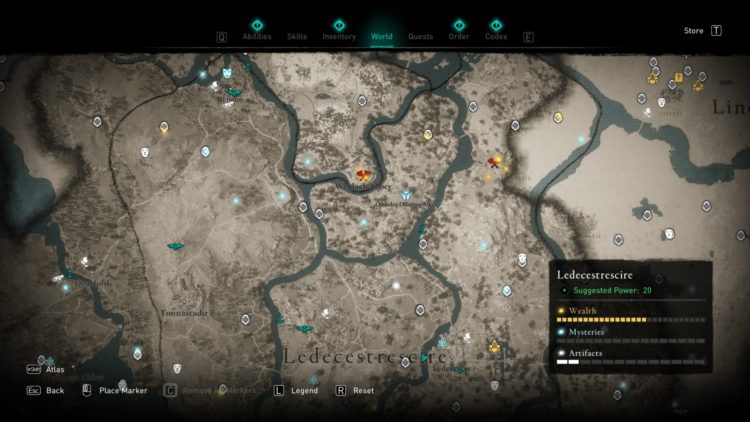 Assassin's Creed Valhalla Полная карта мира Руководство по сундукам с сокровищами 2a Leidecesterscire