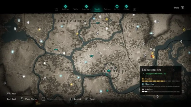 Assassin's Creed Valhalla Полная карта мира Руководство по сундукам с сокровищами 2b Leidecesterscire