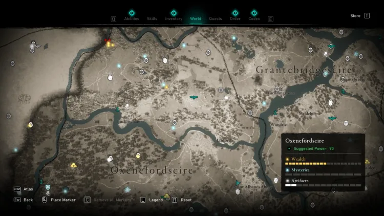Assassin's Creed Valhalla Full World Map Treasure Chests Guide 5a Oxenefordscire