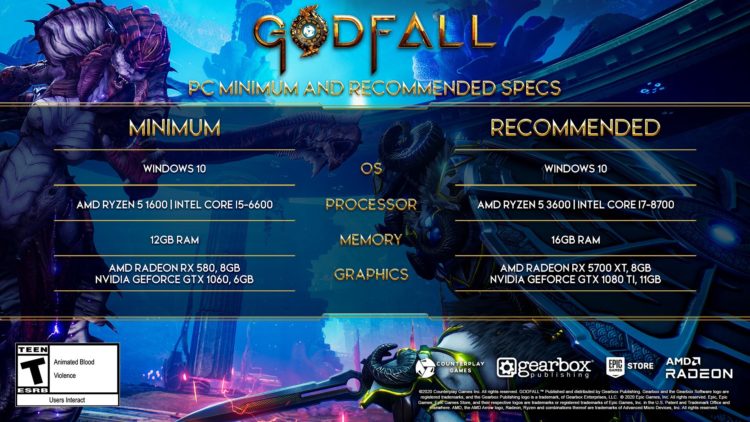 Рекомендуемые характеристики Godfall для ПК