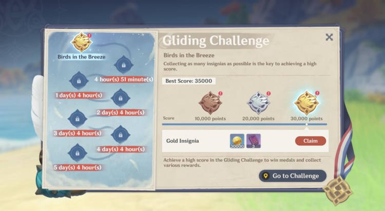 Genshin Impact Gliding Challenge Guide Rewards 3