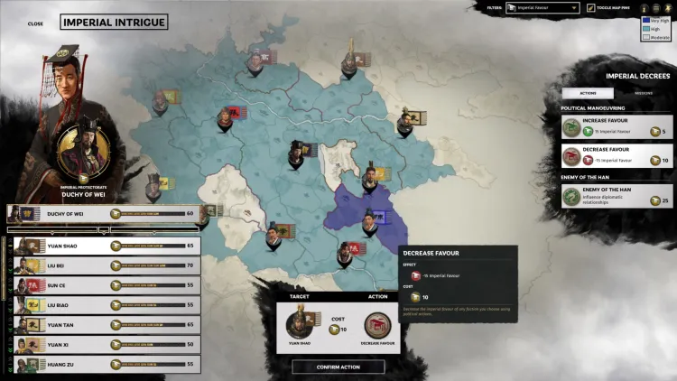 Total War Three Kingdoms Fates Divided Imperial Intrigue Guide Enemy Of The Han Imperial Favor 2b
