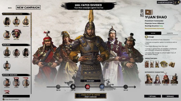 Total War Three Kingdoms Fates Divided Yuan Shao Campaign Guide 1a