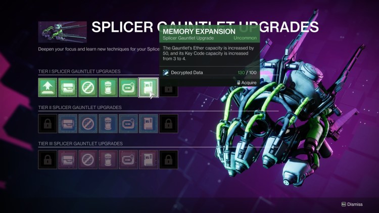 Destiny 2 Splicer Gauntlet Upgrades Guide Ether Elemental Well Mods Decrypted Data 3