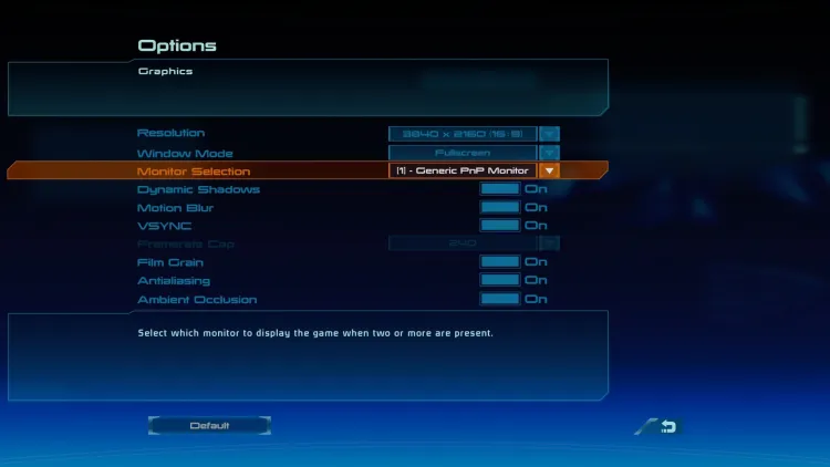 bioware menu graphics settings
