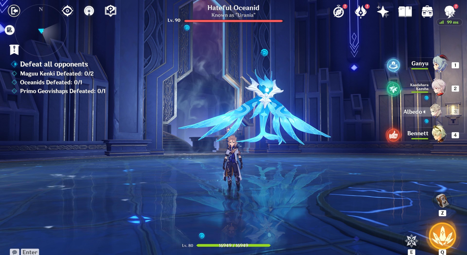 Genshin Impact Legend Of The Vagabond Sword Day 7 All Three Bosses Oceanid Urania Primo Geovishap Maguu Kenki Max Score Guide