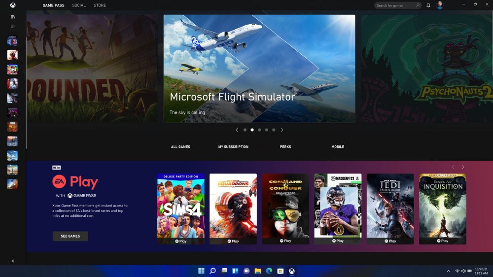 Windows 11 Gaming Features Xbox Game Pass Screen