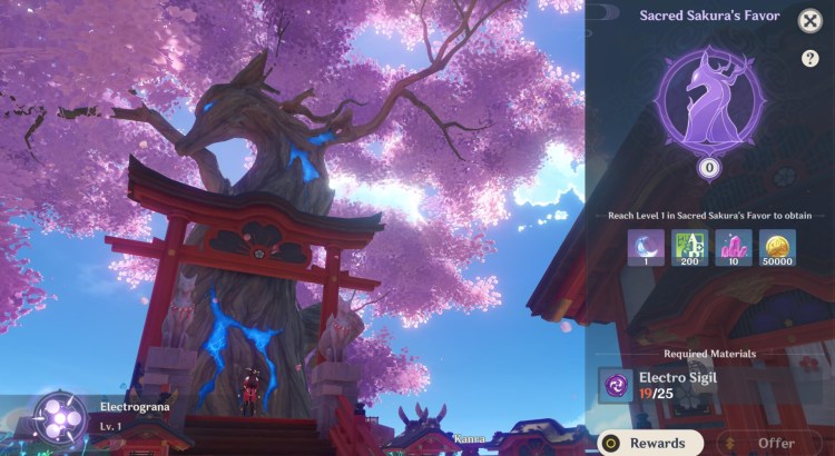 Genshin Impact Sacred Sakura favoriserer oppgradering Perks Rewards Guide 2
