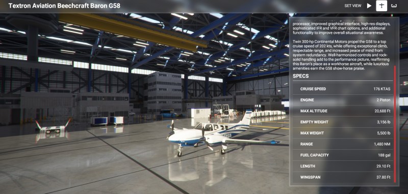 Microsoft Flight Simulator Beechcraft Baron G58
