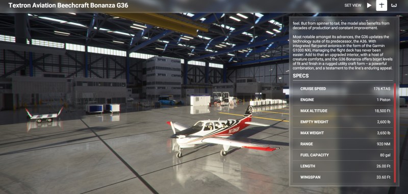 Microsoft Flight Simulator Beechcraft Bonanza G36