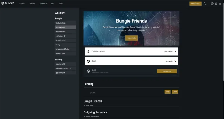 Destiny 2 Cross Play Guide Bungie Name Import Friends Add Friends Cross Play 1